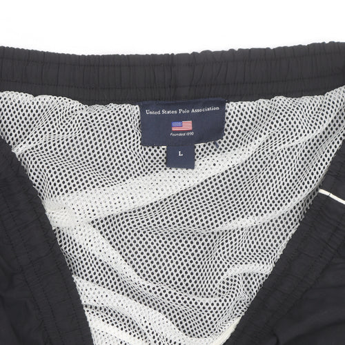 US Polo Assn Men's Black L Swim Shorts Nylon Quick Dry Lined