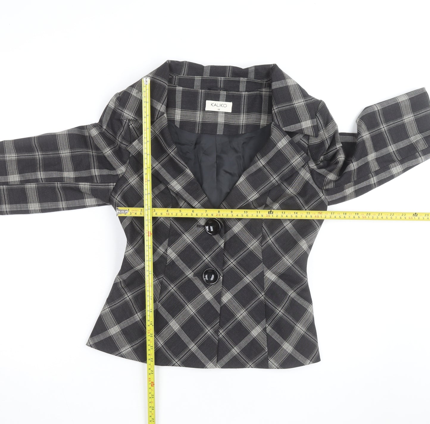 Kaliko Women Black Check Single-Breasted Blazer Size 10