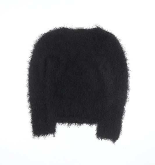 New Look Women’s Black Fluffy Knit Pullover Jumper Size S