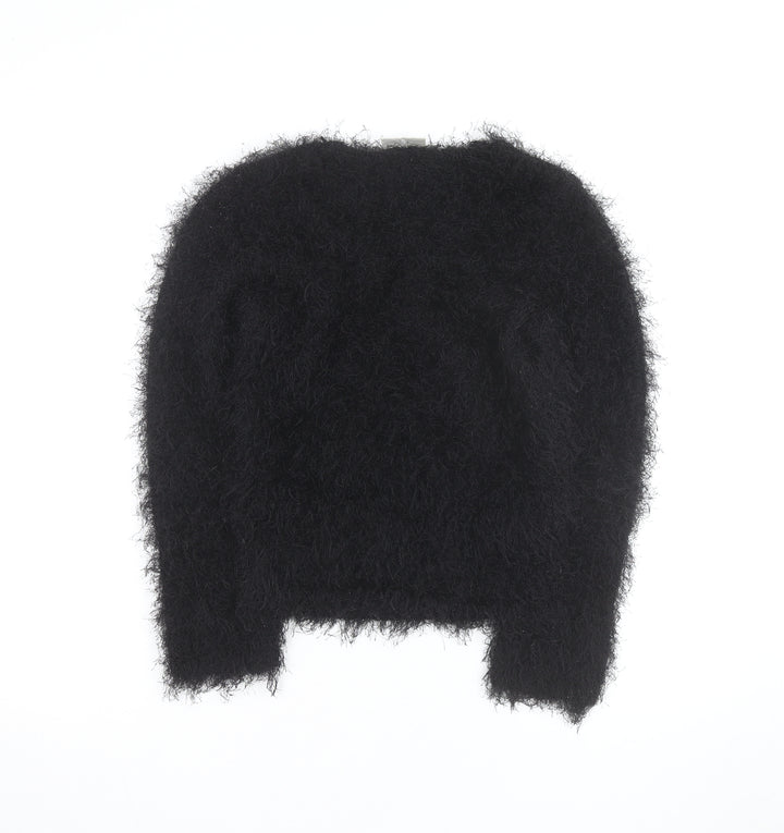 New Look Women’s Black Fluffy Knit Pullover Jumper Size S