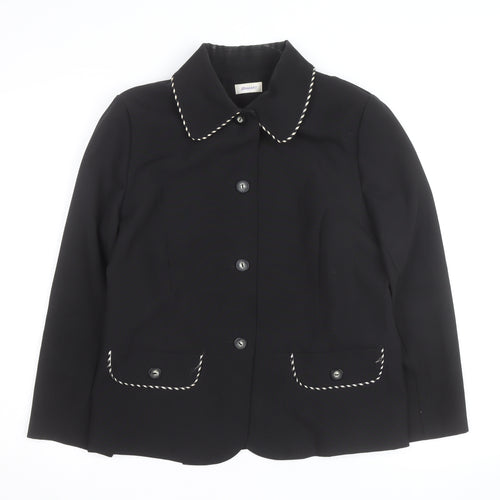 Damart Women Black Size 14 Classic Lined Single-Breasted Blazer