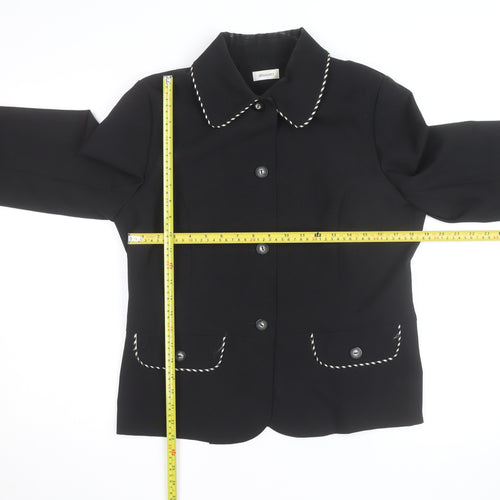 Damart Women Black Size 14 Classic Lined Single-Breasted Blazer