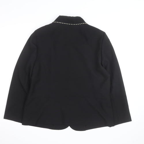 Damart Women Black Size 14 Classic Lined Single-Breasted Blazer