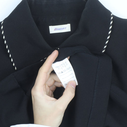Damart Women Black Size 14 Classic Lined Single-Breasted Blazer