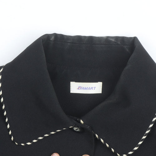 Damart Women Black Size 14 Classic Lined Single-Breasted Blazer