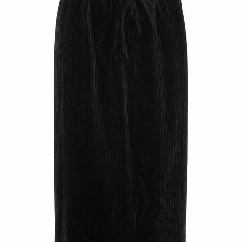 Uniqlo Women Black Velvet Midi Pencil Skirt XS Stretch Lined