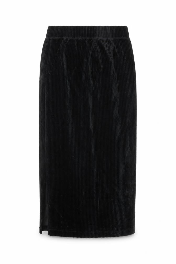 Uniqlo Women Black Velvet Midi Pencil Skirt XS Stretch Lined