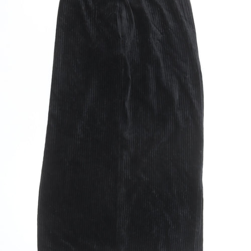 Uniqlo Women Black Velvet Midi Pencil Skirt XS Stretch Lined
