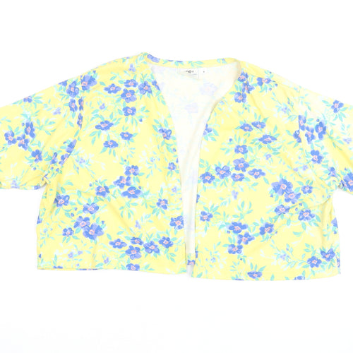 Tikal Trading Company Women’s Yellow Floral Cropped Kimono Blouse M