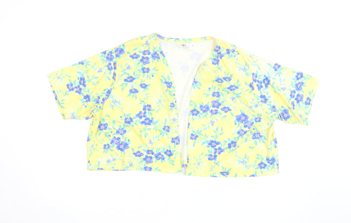 Tikal Trading Company Women’s Yellow Floral Cropped Kimono Blouse M