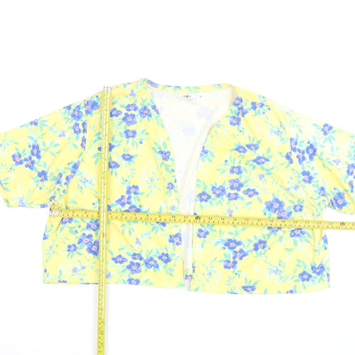 Tikal Trading Company Women’s Yellow Floral Cropped Kimono Blouse M
