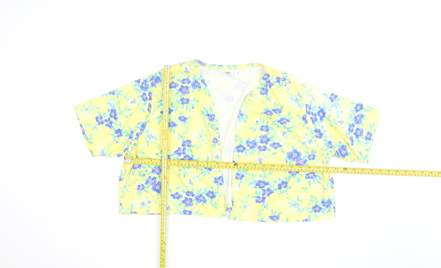 Tikal Trading Company Women’s Yellow Floral Cropped Kimono Blouse M