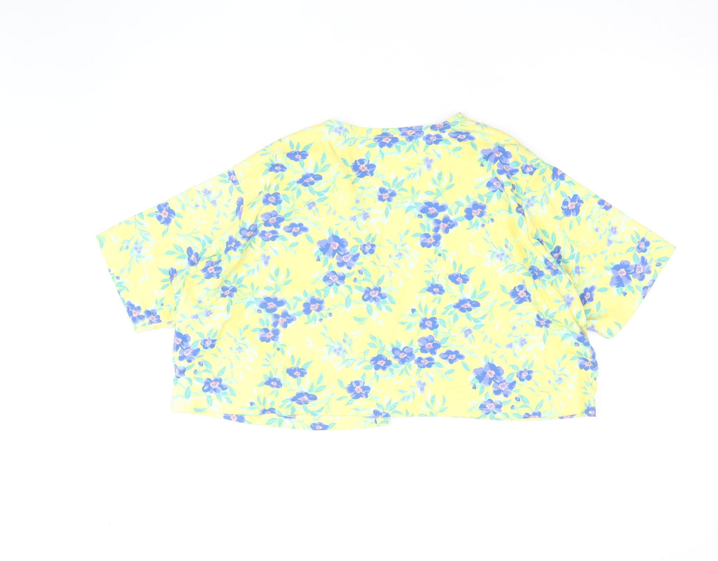 Tikal Trading Company Women’s Yellow Floral Cropped Kimono Blouse M