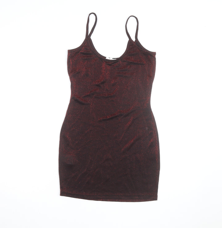 Mistress Rocks Women’s Red Glitter Slip Mini Dress Size S Partywear