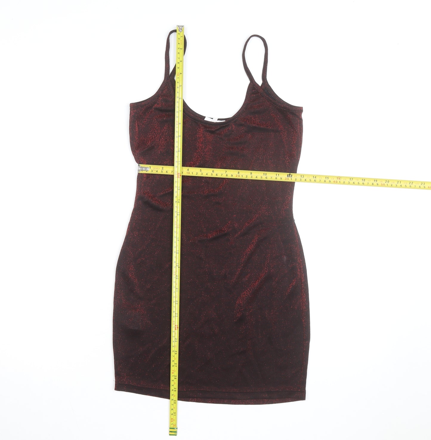 Mistress Rocks Women’s Red Glitter Slip Mini Dress Size S Partywear