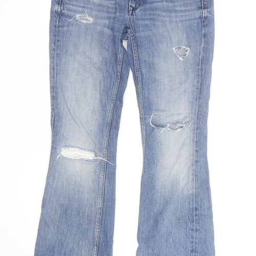 Tommy Hilfiger Men Blue 28x30 Bootcut Distressed Denim Jeans