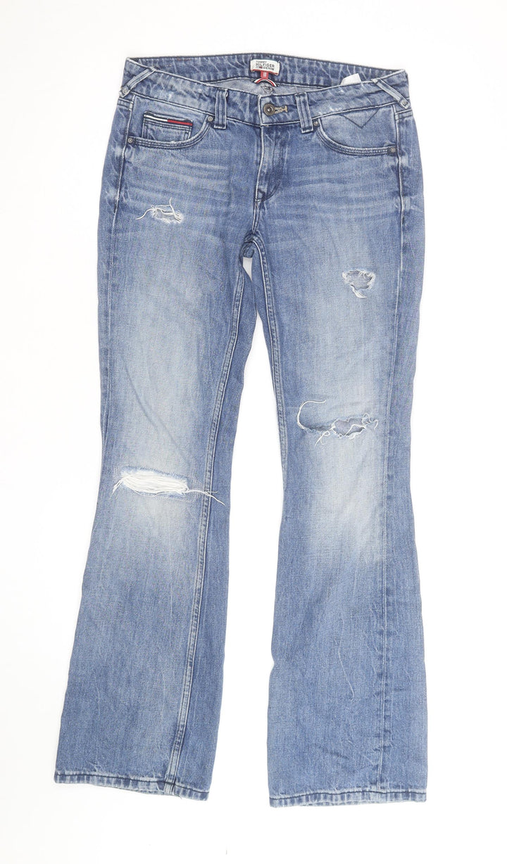 Tommy Hilfiger Men Blue 28x30 Bootcut Distressed Denim Jeans
