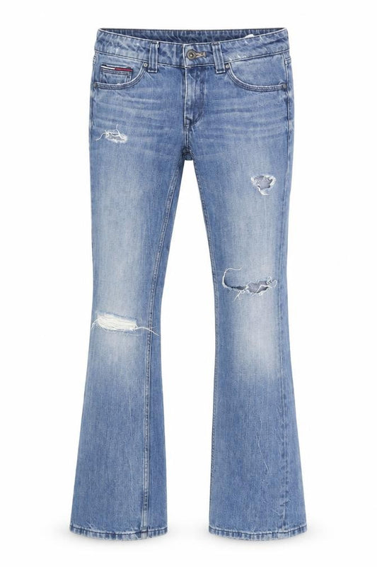 Tommy Hilfiger Men Blue 28x30 Bootcut Distressed Denim Jeans