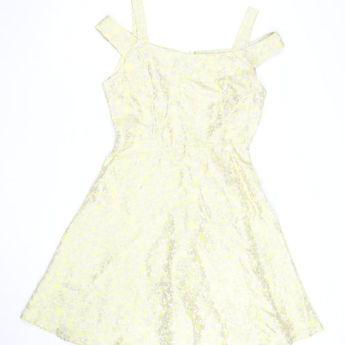Collection London Women’s Yellow Floral Fit & Flare Dress Size 12