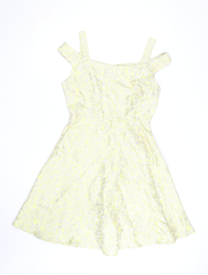 Collection London Women’s Yellow Floral Fit & Flare Dress Size 12