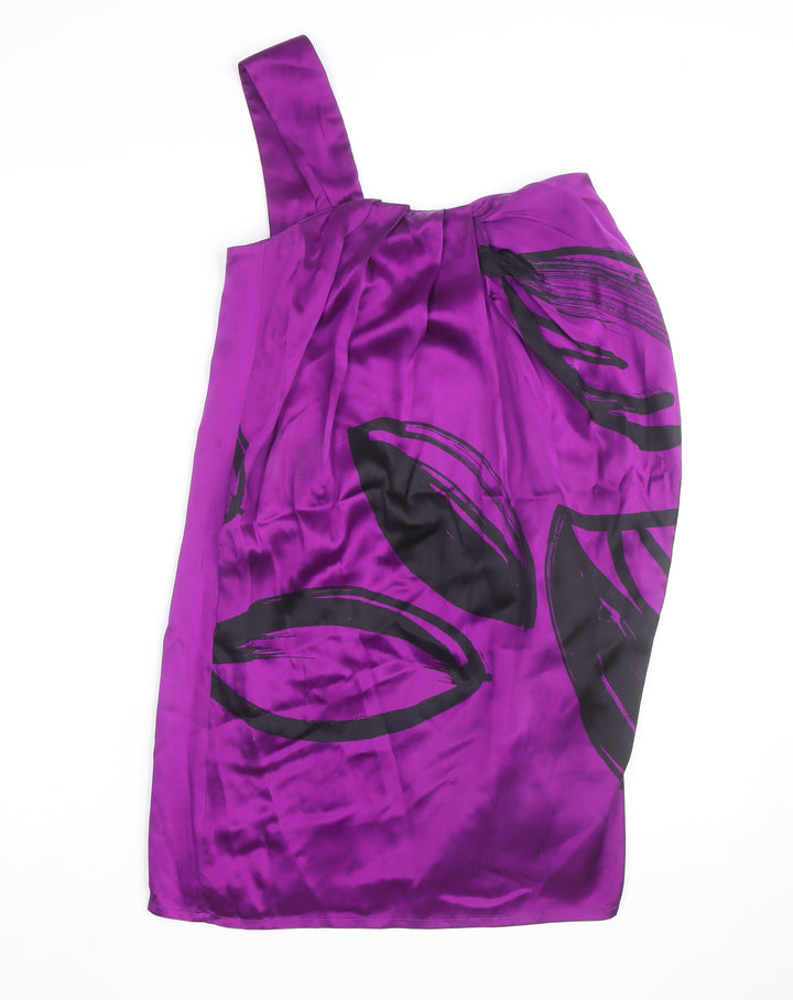 Oasis Women’s Purple One Shoulder Satin Cocktail Dress Size 8