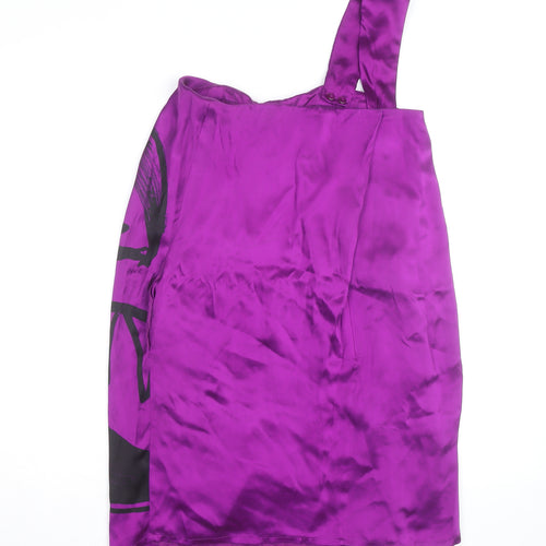 Oasis Women’s Purple One Shoulder Satin Cocktail Dress Size 8