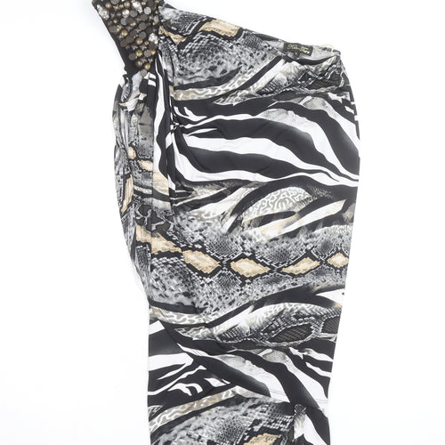 Ko-Tee Women’s Multicoloured Animal Print One Shoulder Bodycon Dress Size M