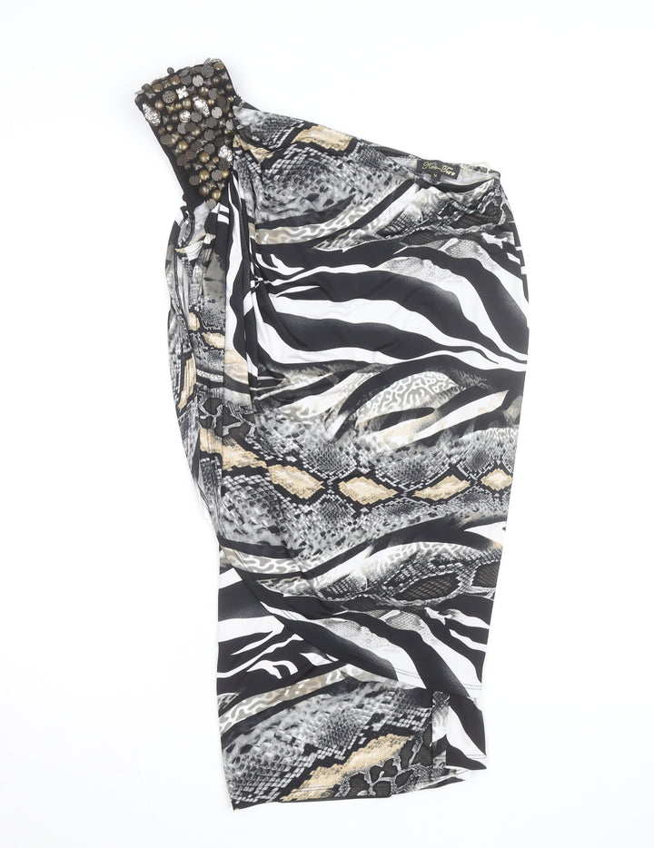 Ko-Tee Women’s Multicoloured Animal Print One Shoulder Bodycon Dress Size M