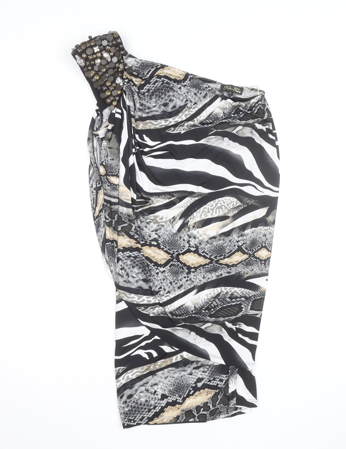 Ko-Tee Women’s Multicoloured Animal Print One Shoulder Bodycon Dress Size M