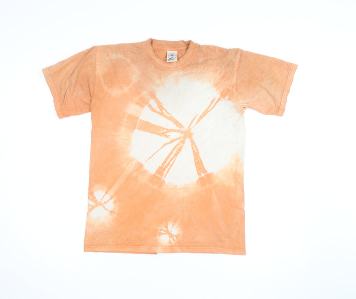 Jerzees Men's Orange Tie-Dye Cotton Crew Neck T-Shirt XS