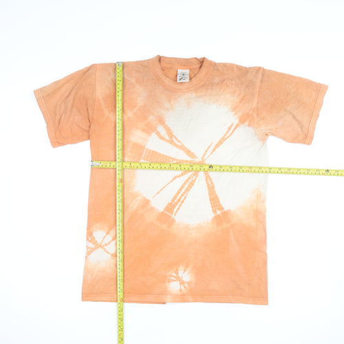 Jerzees Men's Orange Tie-Dye Cotton Crew Neck T-Shirt XS