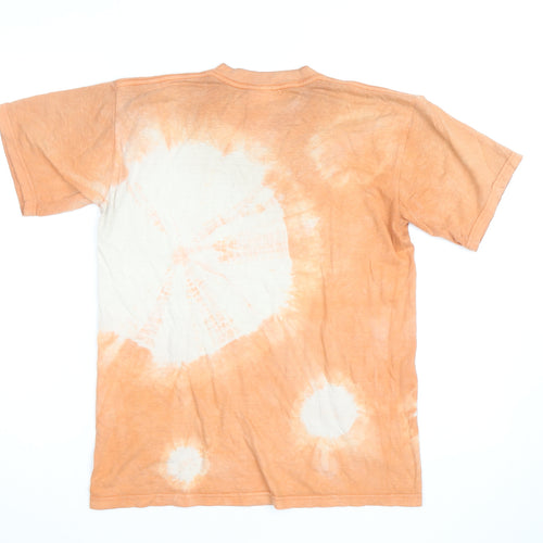 Jerzees Men's Orange Tie-Dye Cotton Crew Neck T-Shirt XS