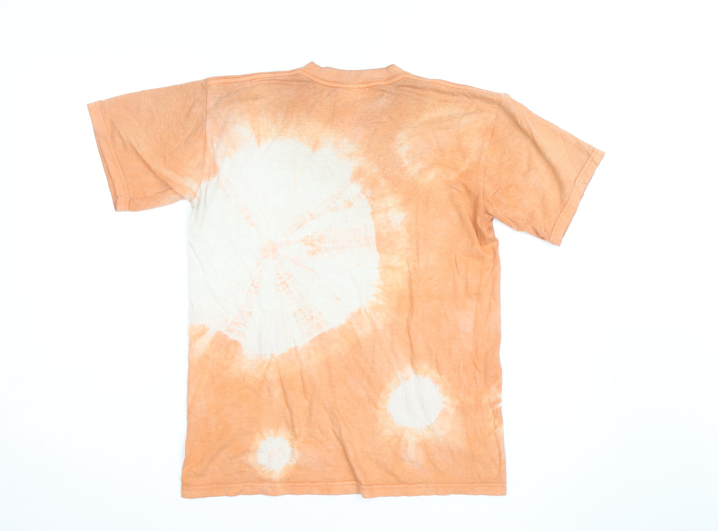 Jerzees Men's Orange Tie-Dye Cotton Crew Neck T-Shirt XS
