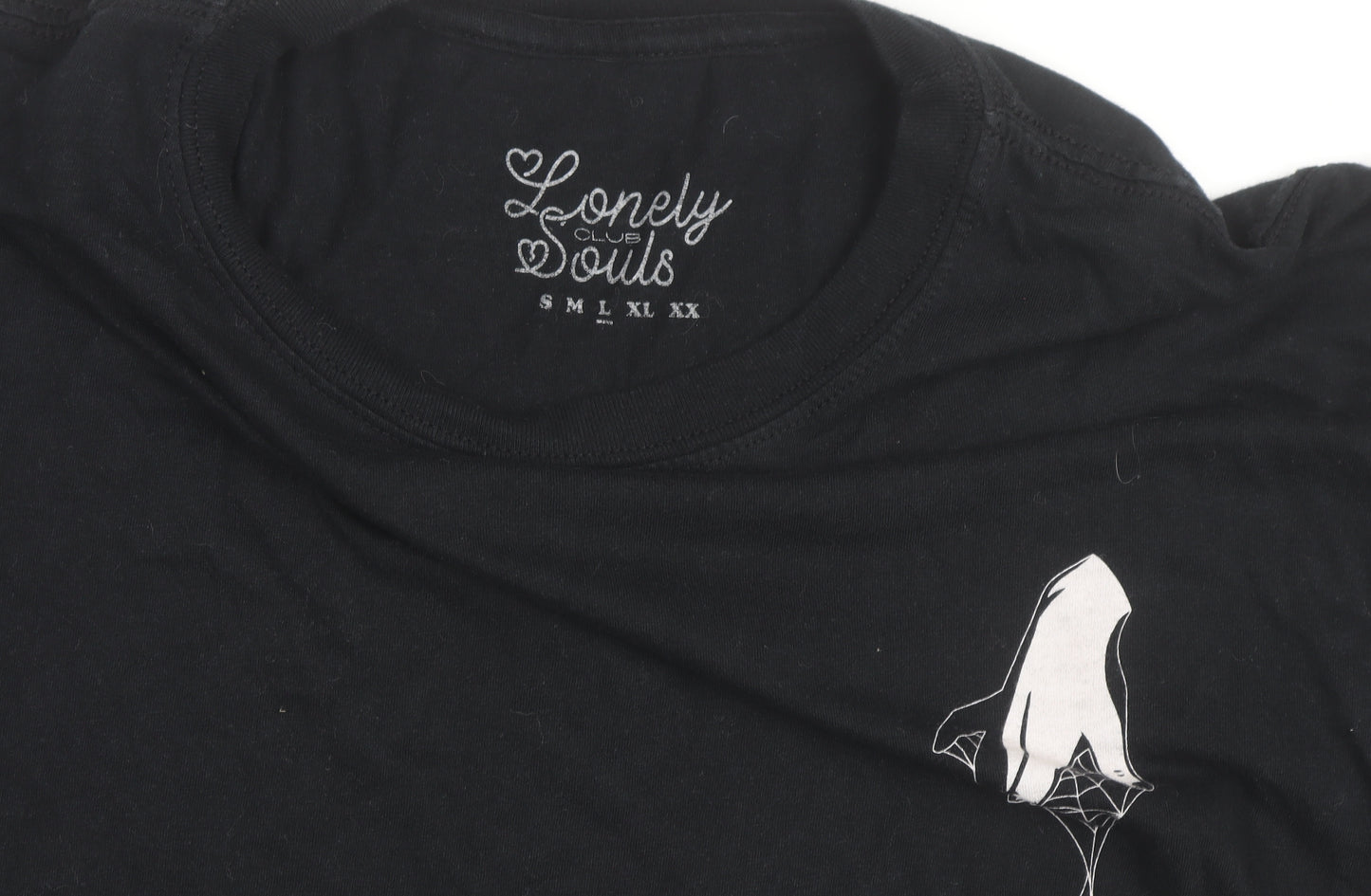 Lonely Souls Club Men's Black Graphic Gothic Cotton L T-Shirt