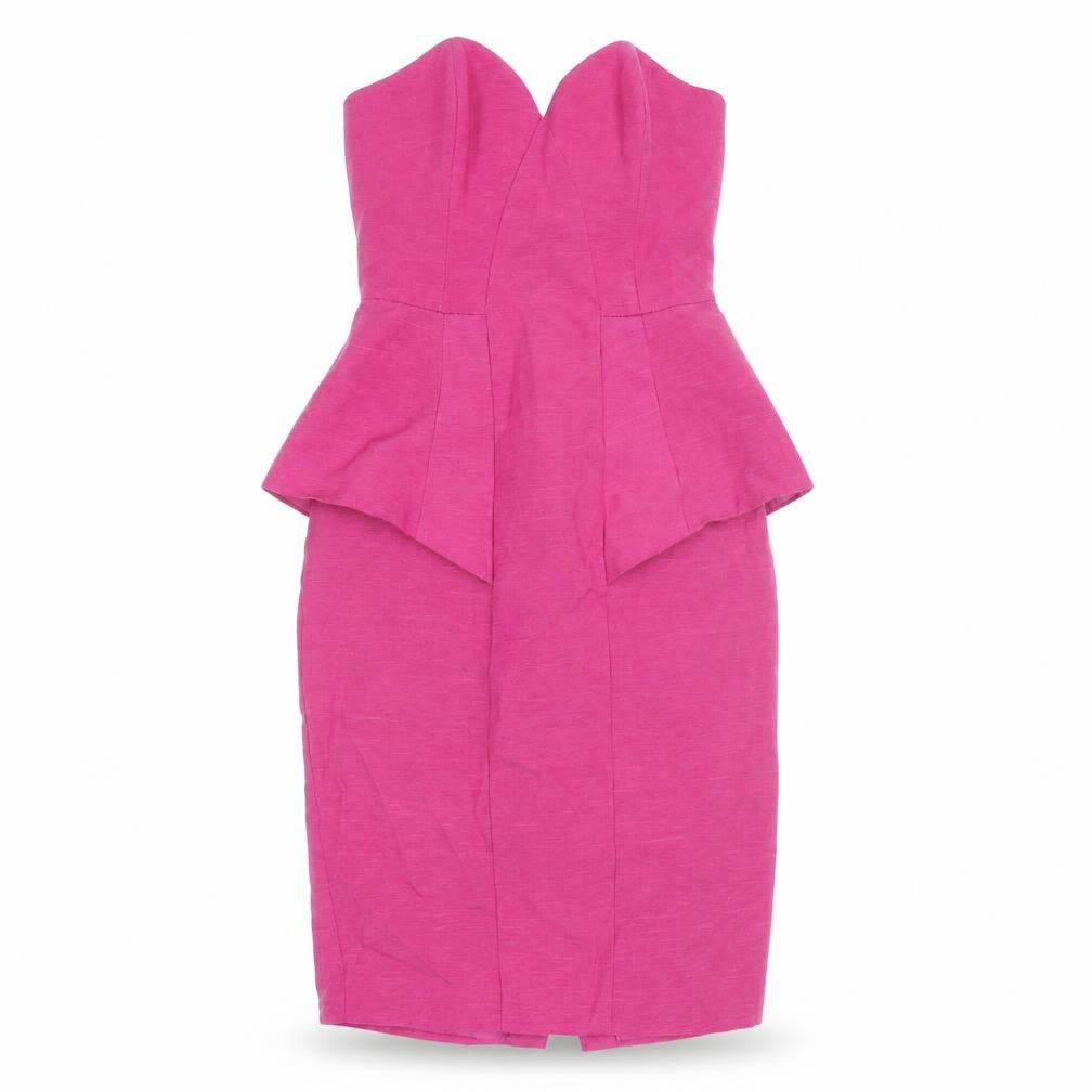 Oasis Women Pink Strapless Peplum Knee Length Party Dress Size 14