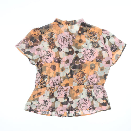 Monsoon Women’s Multicoloured Floral Chiffon Tie Neck Blouse Size 16