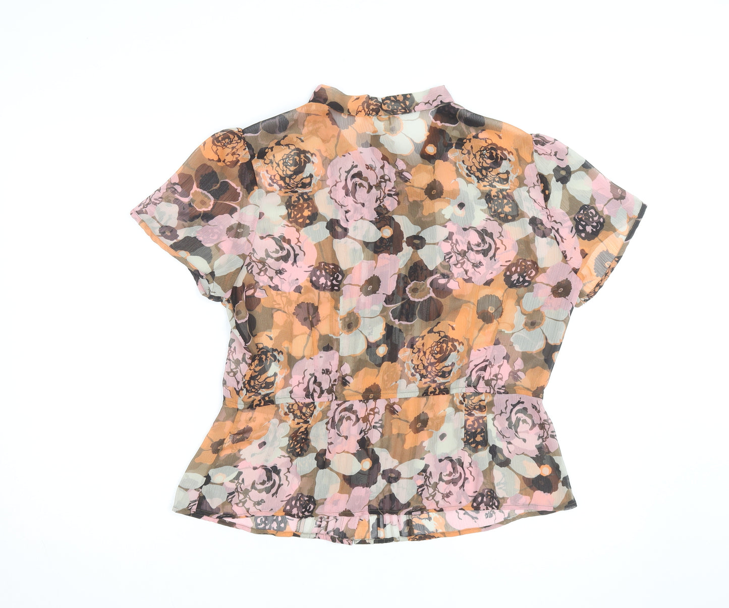 Monsoon Women’s Multicoloured Floral Chiffon Tie Neck Blouse Size 16