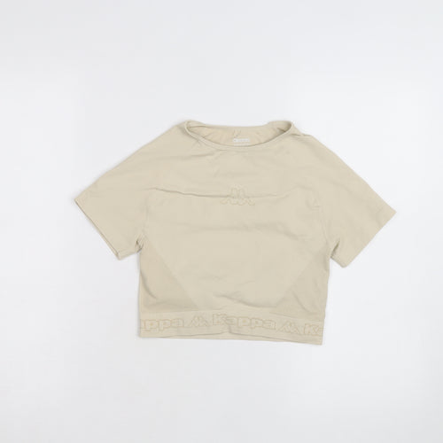 Kappa Women Beige XS Cropped Activewear Top Short Sleeve
