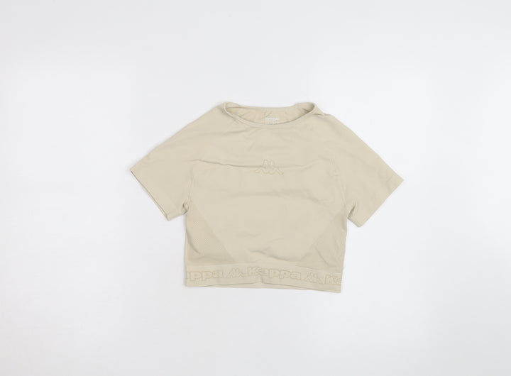 Kappa Women Beige XS Cropped Activewear Top Short Sleeve