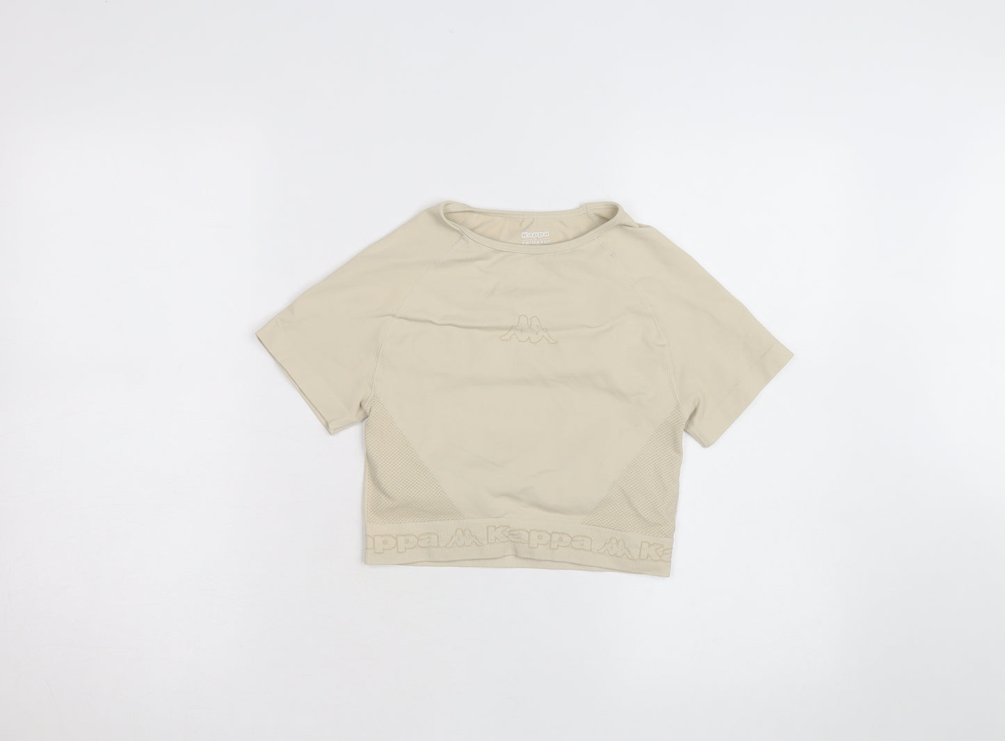 Kappa Women Beige XS Cropped Activewear Top Short Sleeve