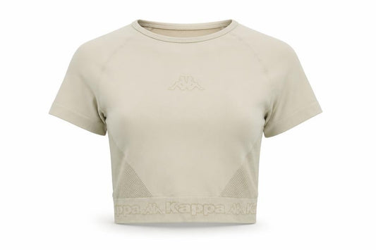 Kappa Women Beige XS Cropped Activewear Top Short Sleeve