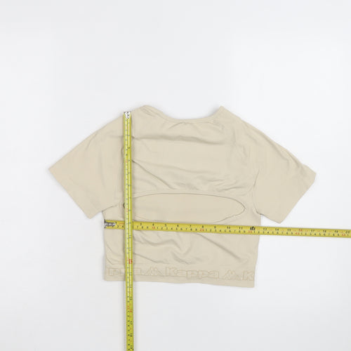 Kappa Women Beige XS Cropped Activewear Top Short Sleeve
