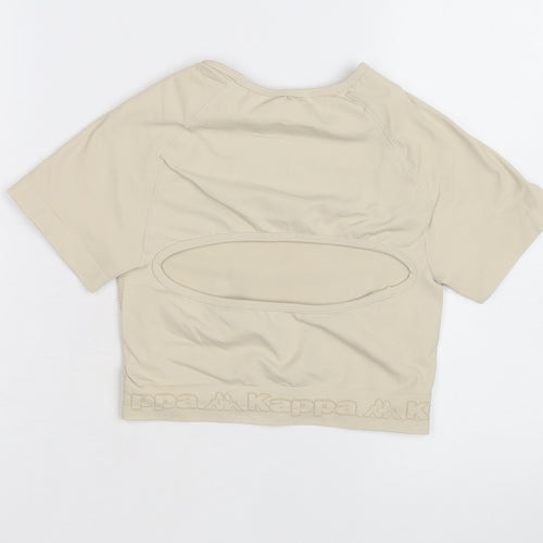 Kappa Women Beige XS Cropped Activewear Top Short Sleeve