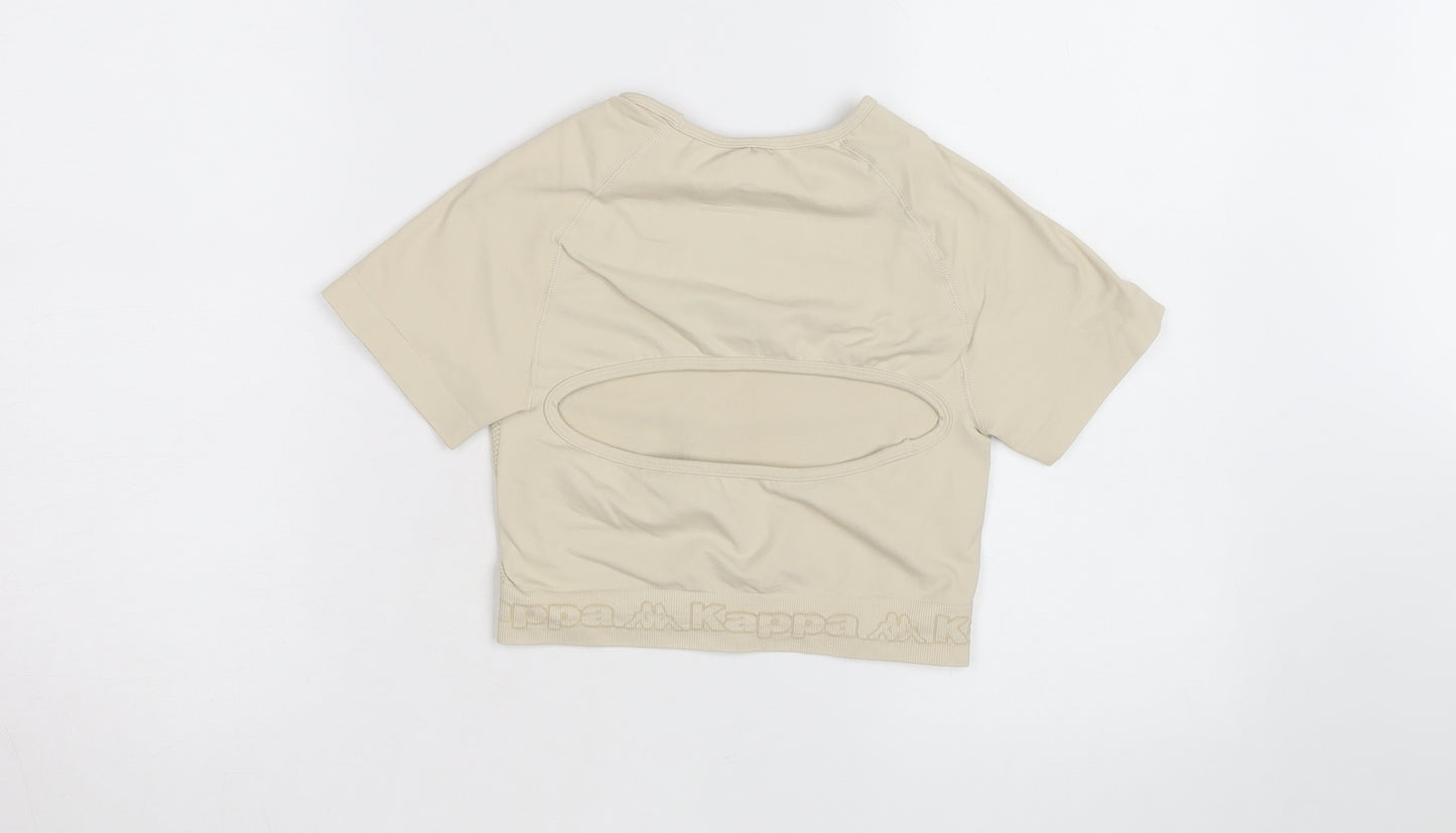 Kappa Women Beige XS Cropped Activewear Top Short Sleeve