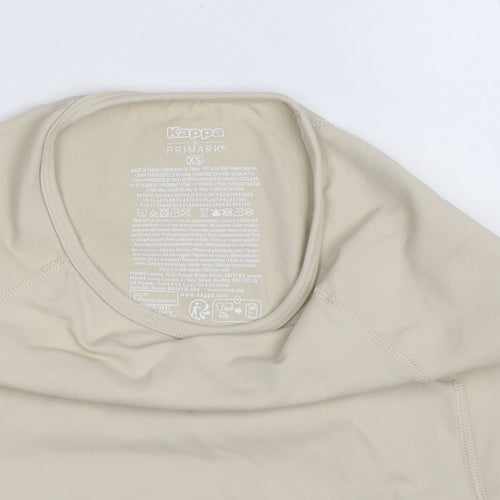 Kappa Women Beige XS Cropped Activewear Top Short Sleeve