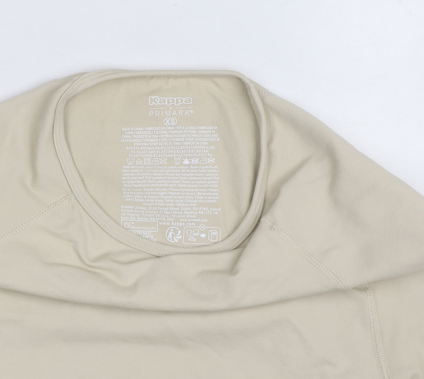 Kappa Women Beige XS Cropped Activewear Top Short Sleeve