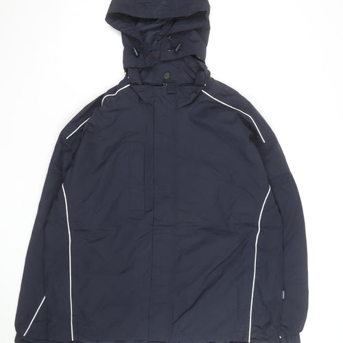 Landmark Men's Blue Hooded Parka Jacket Size L Water Resistant