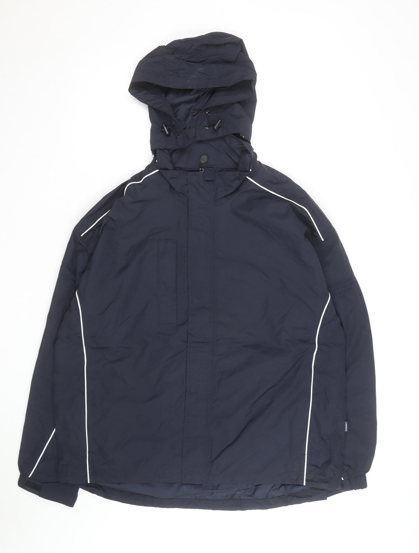 Landmark Men's Blue Hooded Parka Jacket Size L Water Resistant