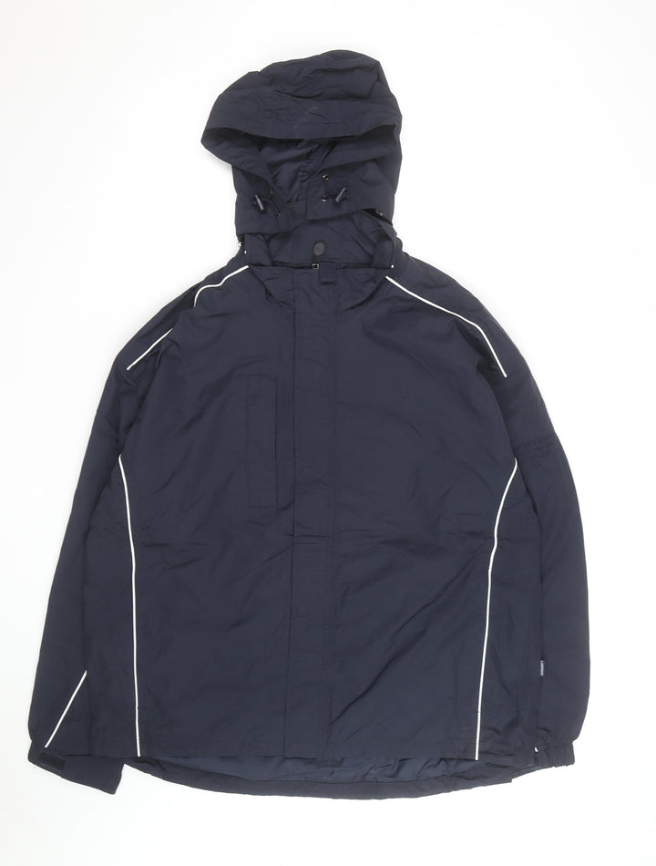 Landmark Men's Blue Hooded Parka Jacket Size L Water Resistant