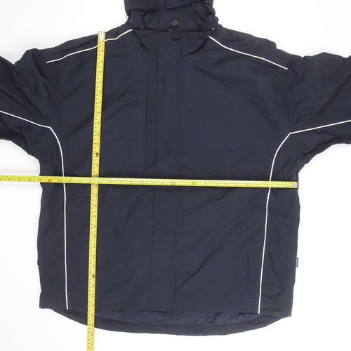Landmark Men's Blue Hooded Parka Jacket Size L Water Resistant